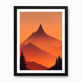 Misty Mountains Vertical Composition In Orange Tone 247 Art Print