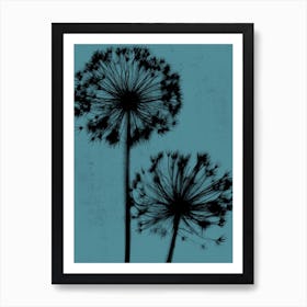 Teal black alliums Art Print