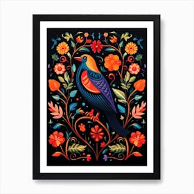 Folk Bird Illustration Crow 3 Art Print