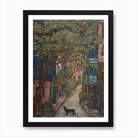 Painting Of Sydney With A Cat In The Style Of William Morris 3 Art Print