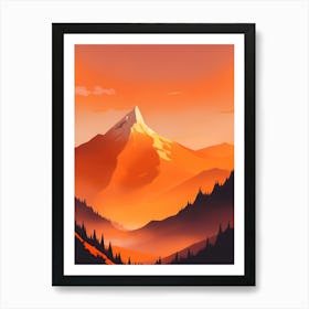 Misty Mountains Vertical Composition In Orange Tone 102 Art Print