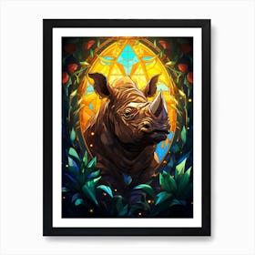 Rhino In The Forest Poster