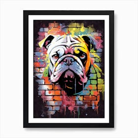 Aesthetic Bulldog Dog Puppy Brick Wall Graffiti Artwork Art Print
