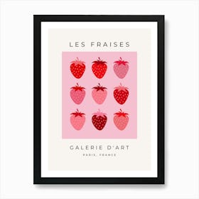 Les Fraises | 01 - Pink And Red Strawberries Fruit Art Print