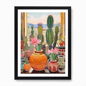 Cactus Painting Maximalist Still Life Barrel Cactus 3 Art Print