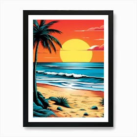 Sunset At The Beach 25 Art Print