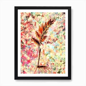 Impressionist Angular Solomon's Seal Botanical Painting in Blush Pink and Gold n.0001 Art Print