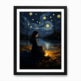 Nocturnal Symphony Starry Night Reimagined Through Modern Eyes Art Print