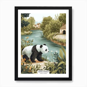 Giant Panda Standing On A Riverbank Poster 13 Art Print