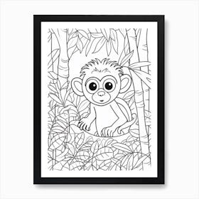 Line Art Jungle Animal Spider Monkey 1 Art Print