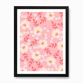 Pink Floral Art Art Print