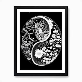 Repeat Yin and Yang 1 Linocut Art Print