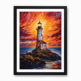 Lighthouse At Sunset Art Print