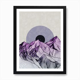 Surreal Sunrise Behind Purple Mountains Art Print