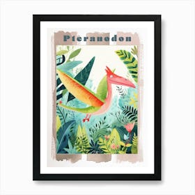 Pteranodon Dinosaur Cute Watercolour 3 Poster Art Print