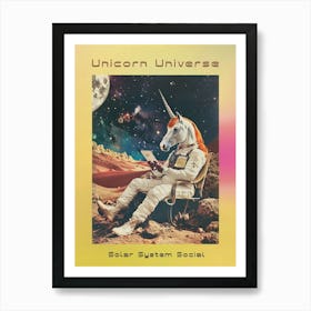 Unicorn In Space On A Tablet Abstract Collage Poster Art Print
