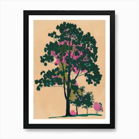 Alder Tree Colourful Illustration 4 Art Print