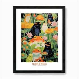 Frogs And Toads Garden Orange Poster Art Print