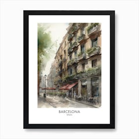 Barcelona Watercolour Travel Poster Art Print