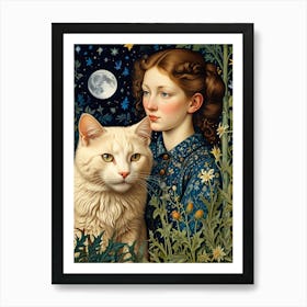 William Morris Girl With A Cat Art Print