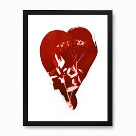 Red Flower Heart Art Print