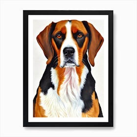 American Foxhound Watercolour Dog Art Print