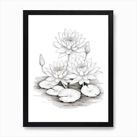 Line Art Inspired By Water Lilies 3 Art Print