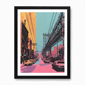 Queens New York Colourful Silkscreen Illustration 3 Art Print