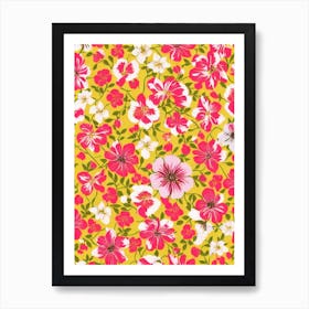 Morning Glory Floral Print Retro Pattern 2 Flower Art Print