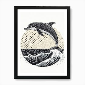 A Playful Dolphin Leaping From Ocean Waves Art Print
