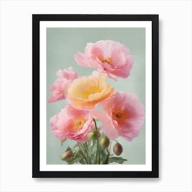 Roses Flowers Acrylic Painting In Pastel Colours 4 Art Print