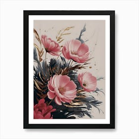 Pink Flowers In A Vase 1 Art Print