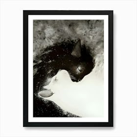 Black And White Cat Art Print