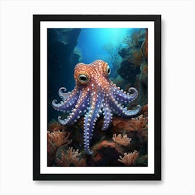 Star Sucker Pygmy Octopus Illustration 4 Art Print