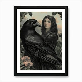 Crow And Woman Art Print