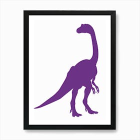 Purple Gallimimus Dinosaur Silhouette Art Print