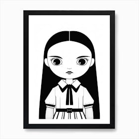 Wednesday Addams Line Art Illustration 3 Fan Art Art Print