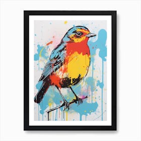 Andy Warhol Style Bird European Robin 1 Art Print