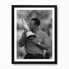 Tiger Woods Kisses The Claret Jug After Winning The 135th Open Championship At Royal Liverpool Golf Club In Hoylake, Great Britain Art Print