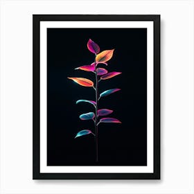 Colorful Leaves On A Black Background Art Print