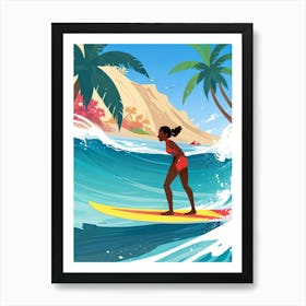 Surfer Girl In Bikini Art Print