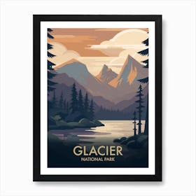 Glacier National Park Vintage Travel Poster 13 Art Print