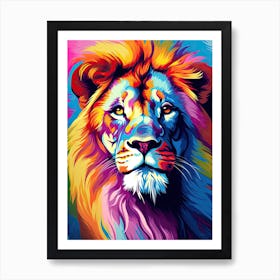 Lion Art Painting Colour Field Style 4 Art Print