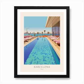 Barcelona Spain 2 Midcentury Modern Pool Poster Art Print