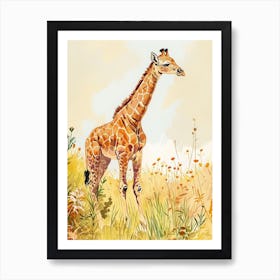 Giraffe Storybook Watercolour Inspired 2 Art Print