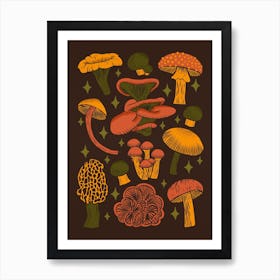 Texas Mushrooms   Dark Multicolor Art Print