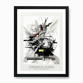 Chromatic Fusion Abstract Black And White 3 Poster Art Print