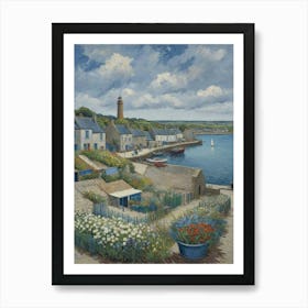 Village By The Sea Breezes and Boats Art Print