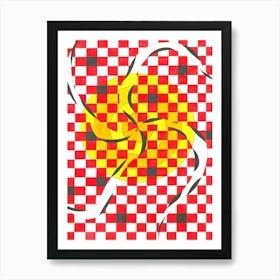 "Sun" art print by Gangachili. Abstract red and black shapes. Unique hand drawn wall art Art Print