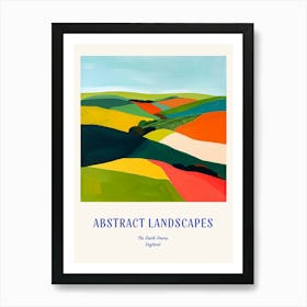 Colourful Abstract The South Downs England 4 Poster Blue Art Print